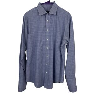 Jos. A. Bank Executive Collection Blue Glen Plaid French Cuff Shirt 16.5 35